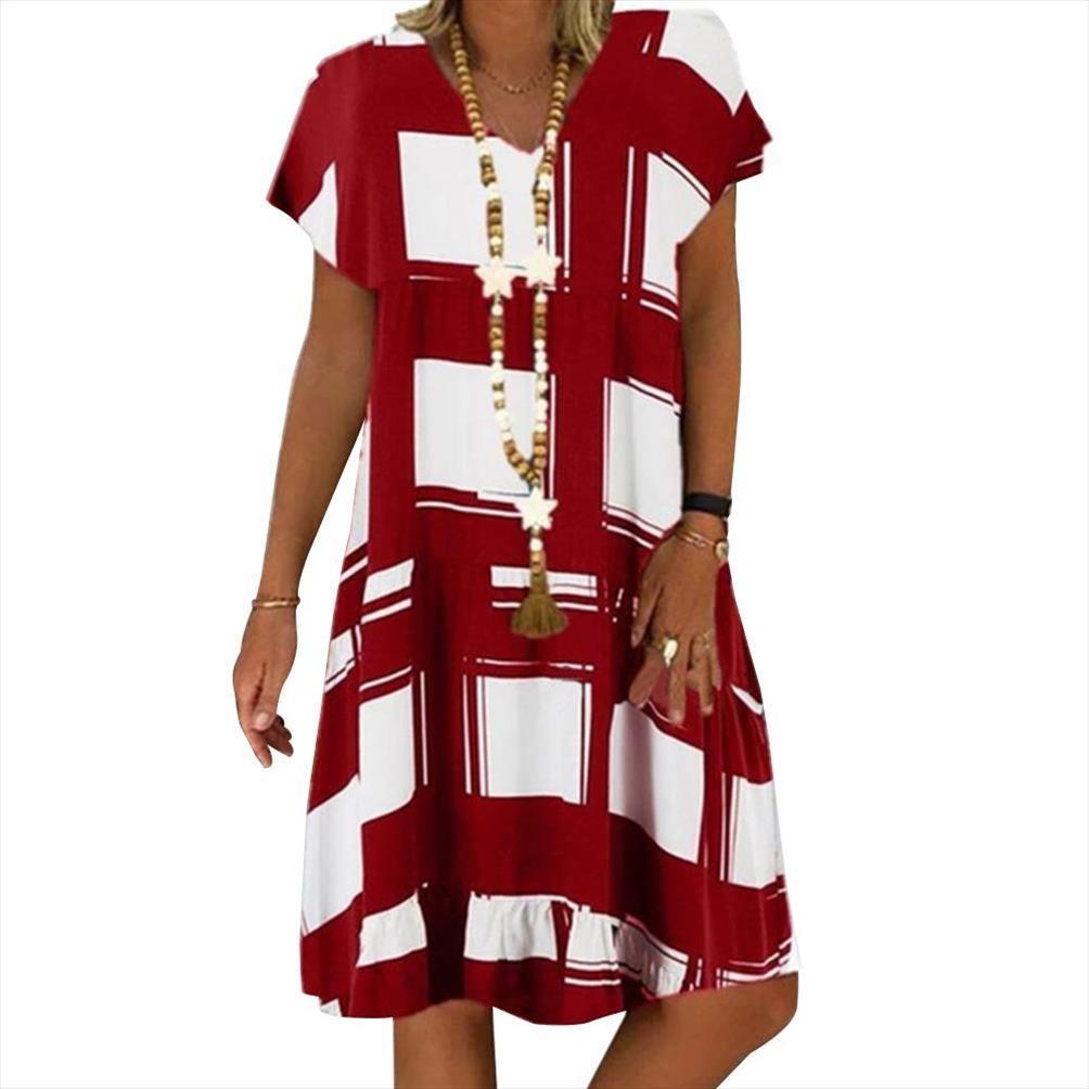 plus size casual women dresses v neck short sleeve digital print loose knee length dress, Black;gray
plus size casual women dresses v neck short sleeve digital print loose knee length dress, Black;gray