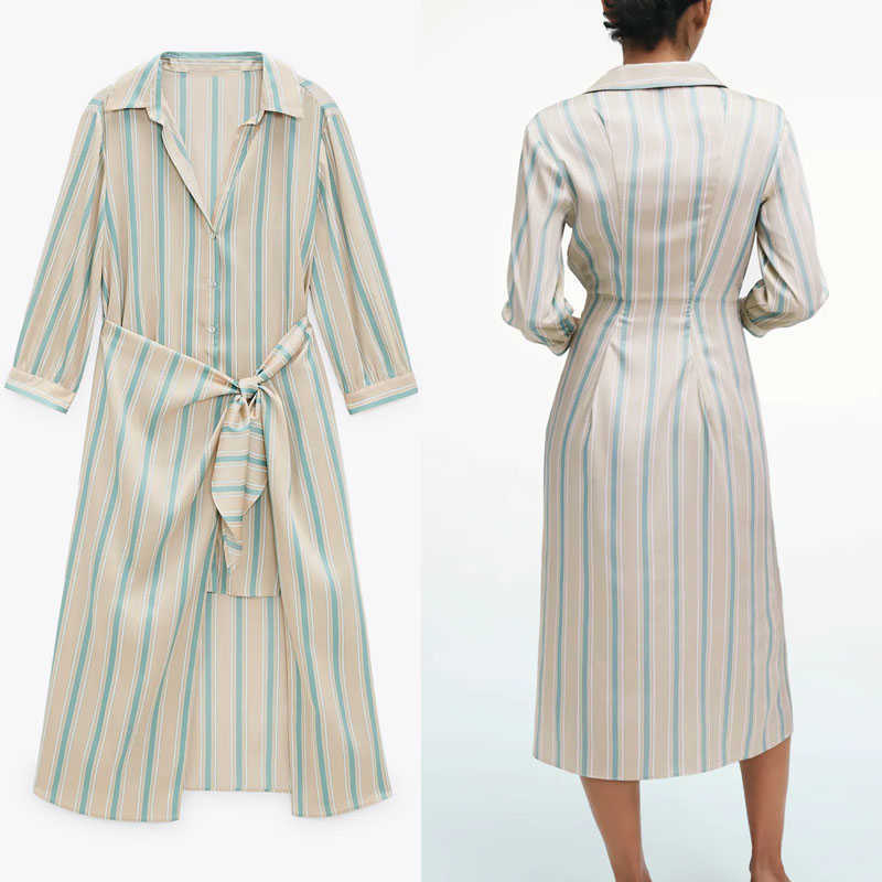 ZA Spring Asymmetric Striped Shirt Dress Women Long Sleeve Vintage Party Dresses Woman Fashion Button Up Knotted Vestidos 210602, Green
ZA Spring Asymmetric Striped Shirt Dress Women Long Sleeve Vintage Party Dresses Woman Fashion Button Up Knotted Vestidos 210602, Green