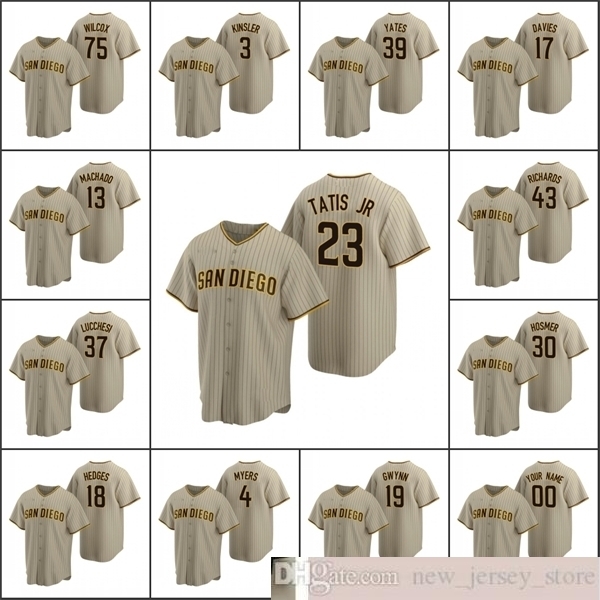2020 Baseball Men #13 Manny Machado 23 Fernando Tatis Jr. 19 Tony Gwynn YATES DAVIES Custom Women Youth KID Sand Brown Alternate Jersey
2020 Baseball Men #13 Manny Machado 23 Fernando Tatis Jr. 19 Tony Gwynn YATES DAVIES Custom Women Youth KID Sand Brown Alternate Jersey