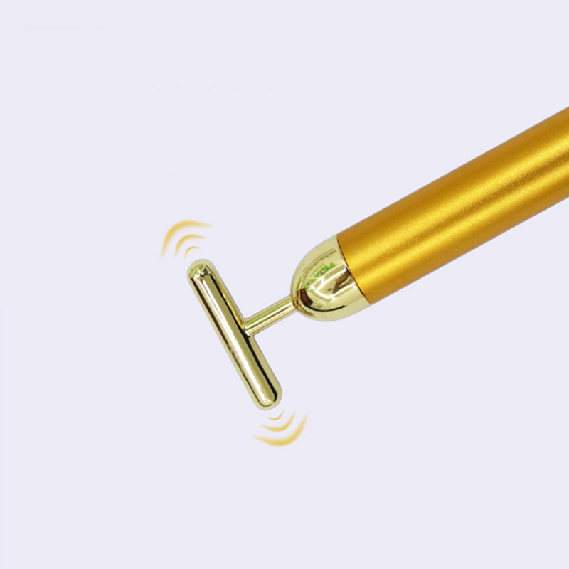 Party Favor 24k Gold Face Lift Bar Roller Vibration Slimming Massager Facial Stick Facial Beauty Skin Care T Shaped Vibrating Tool