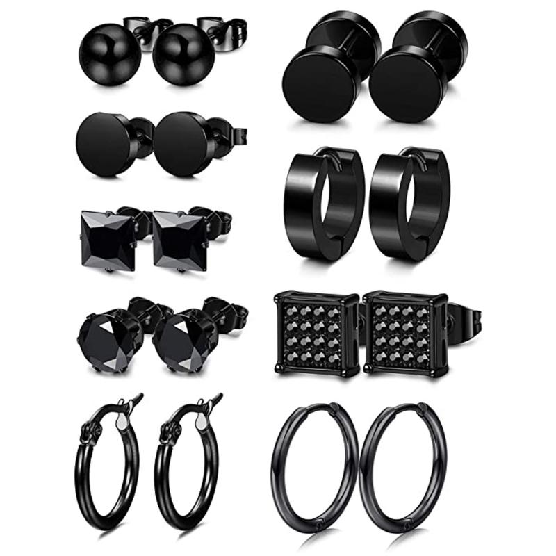 dangle & chandelier vintage barbell women men's black round stainless steel simple earrings punk set jewelry gifts, Silver
dangle & chandelier vintage barbell women men's black round stainless steel simple earrings punk set jewelry gifts, Silver