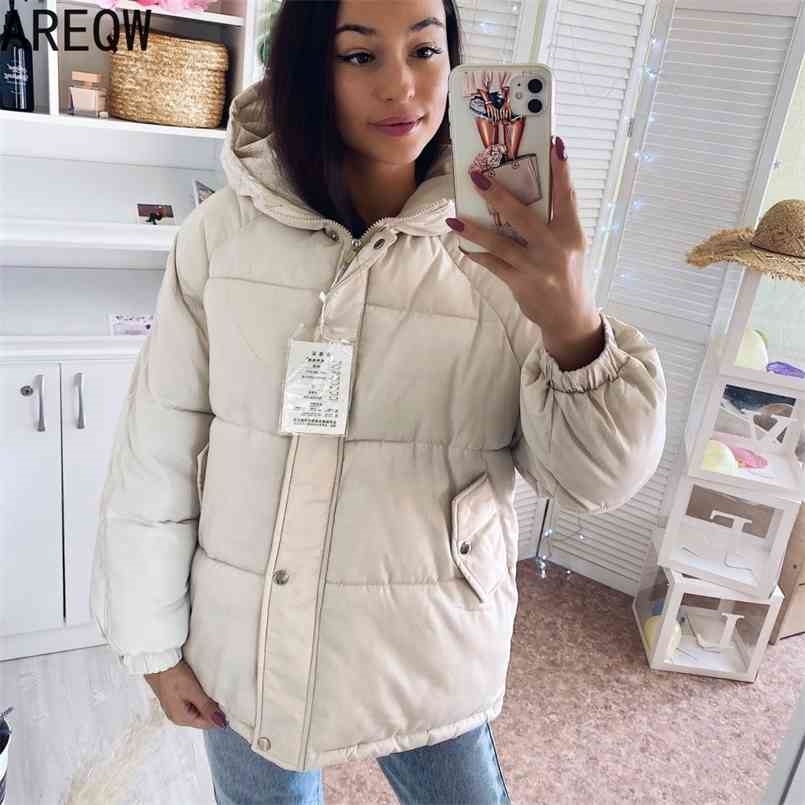 Womens Coats and Jackets Autumn Winter Hooded Coat Thick Cotton Parkas Oversized Puffer Jacket Female 210819