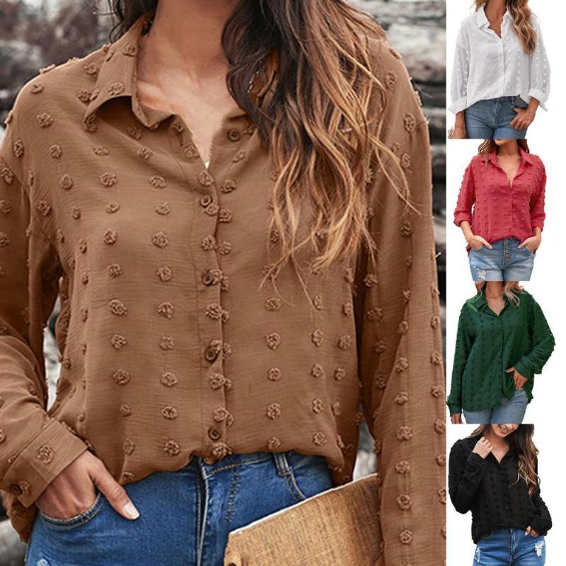 Women's Blouses & Shirts Autumn Women Shirt Solid Color Turn-down Collar Dot Print Button Closure Long Sleeve Office Ladies Casual Clothing, White
Women's Blouses & Shirts Autumn Women Shirt Solid Color Turn-down Collar Dot Print Button Closure Long Sleeve Office Ladies Casual Clothing, White