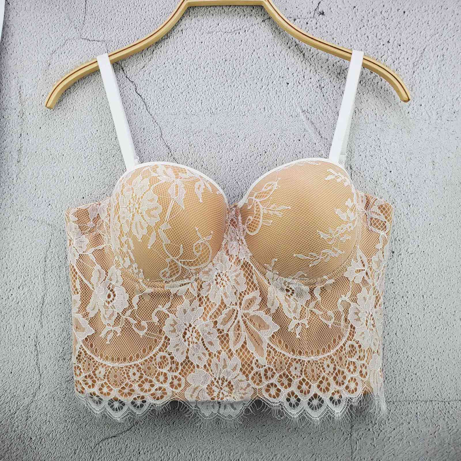 Women Lace Fashion Nightclub Sleeveless Dance Performance Vest High Street Sexy Bustier Crop Tops 210625