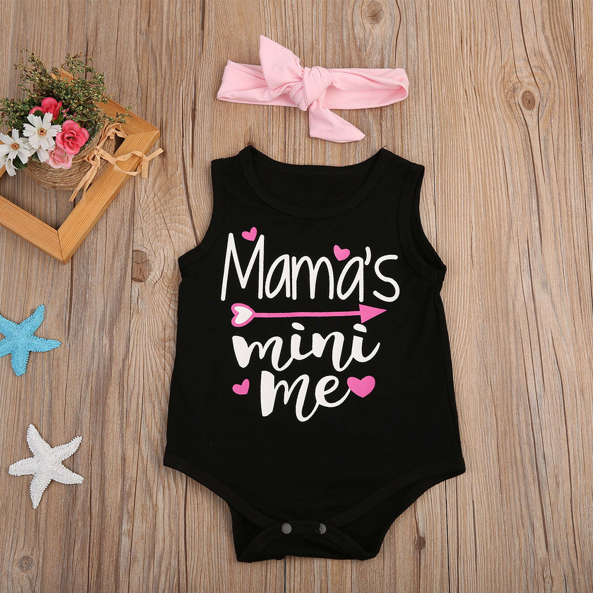 0-24M 2pcs Kids Sunsuit Outfit Set Baby Girls Floral Letter Printed Romper Sleeveless Jumpsuit + Headband, Black
0-24M 2pcs Kids Sunsuit Outfit Set Baby Girls Floral Letter Printed Romper Sleeveless Jumpsuit + Headband, Black