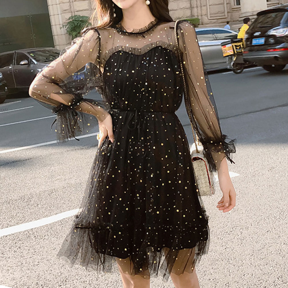 2021 New Women Elegant Mesh Casual Long Sleeve o Neck Star Sequins Korean Vintage Sweet Lace Party 7q98, Apricot
2021 New Women Elegant Mesh Casual Long Sleeve o Neck Star Sequins Korean Vintage Sweet Lace Party 7q98, Apricot