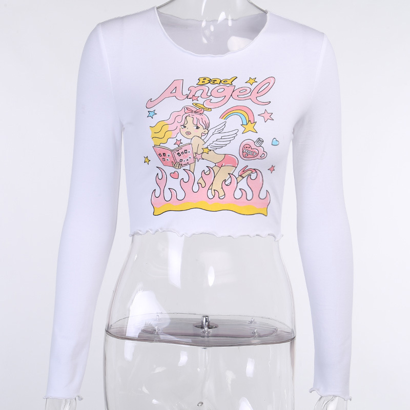 Harajuku Slim Long Sleeve Angel Print Crop Top Women Streetwear Bodycon O-Neck White T-shirt Female Autumn Casual Tops
Harajuku Slim Long Sleeve Angel Print Crop Top Women Streetwear Bodycon O-Neck White T-shirt Female Autumn Casual Tops