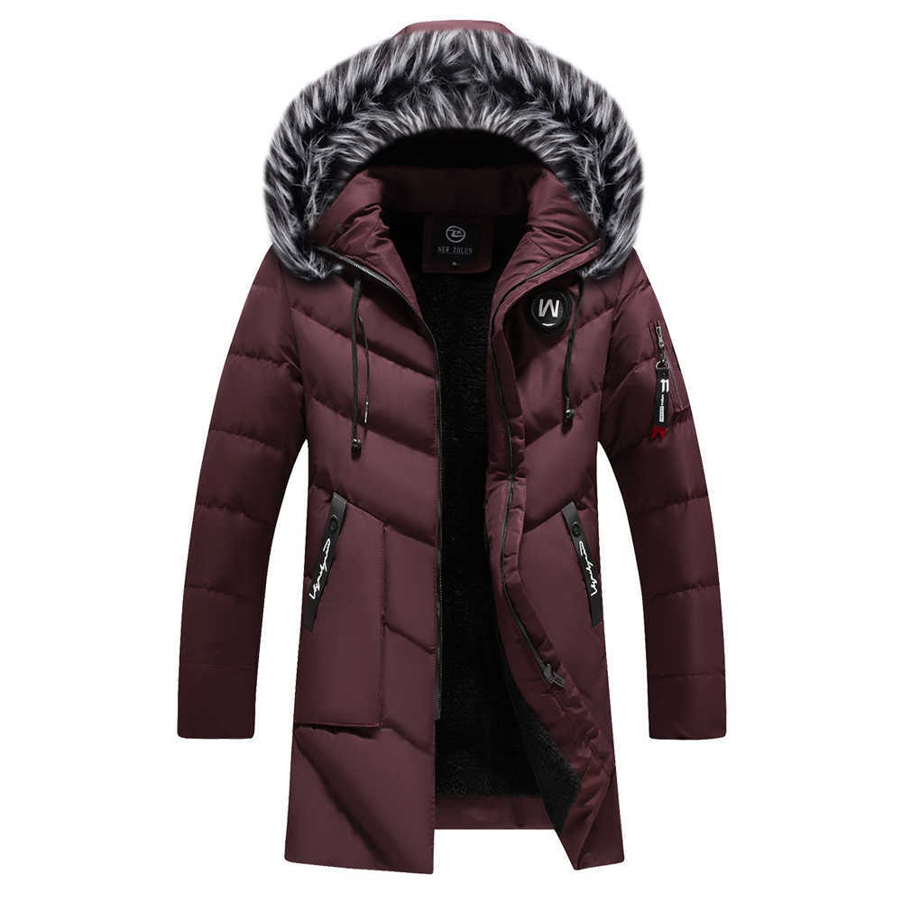 Winter Parkas Men Long Outwear Coat Mens Winter Jacket Cotton Padded Puffer Jacket Fashion Outdoor Coat Warm Fur Collar 210603