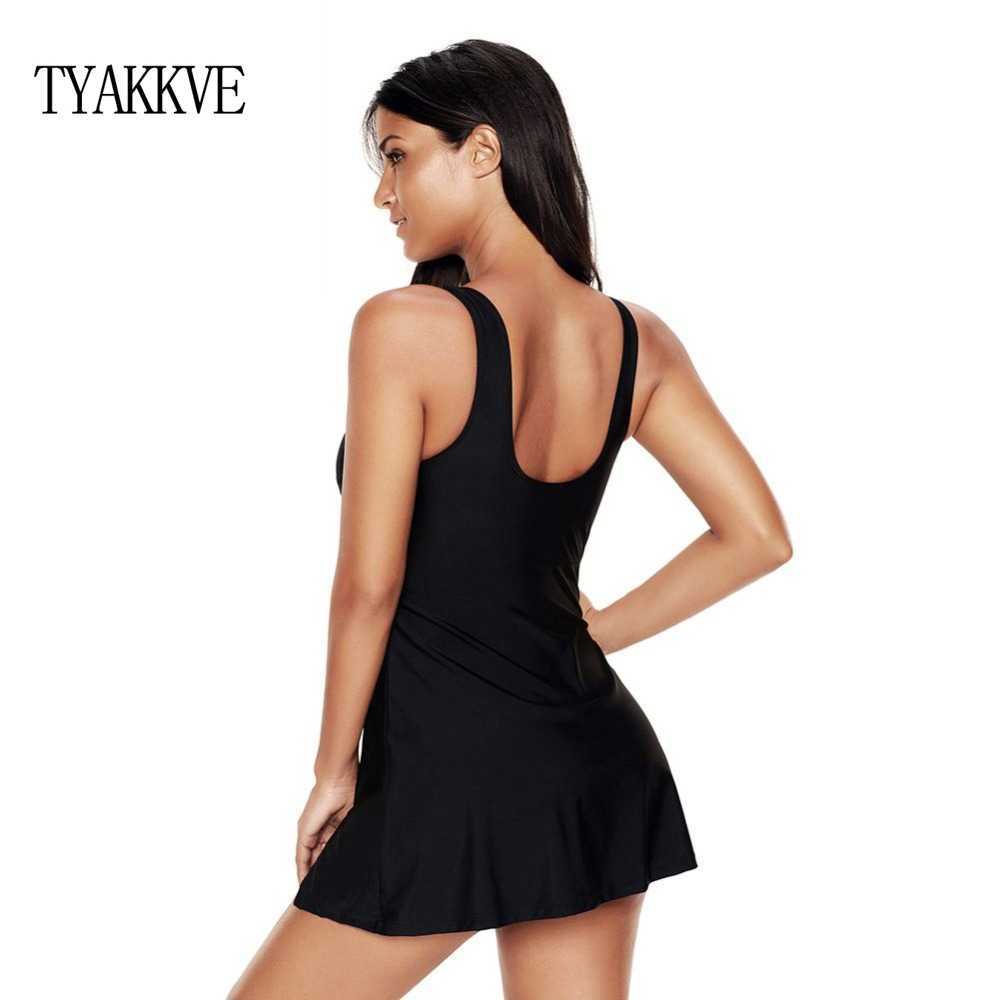 Women Plus Size Swimwear Tankini Dress Large Swimdress Swimsuits Push Up Soild Skirt Beach Bathing Suits 210625