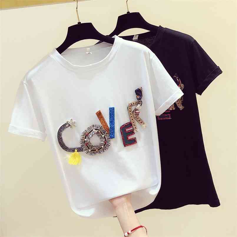 NEEDBO T shirt Women Cotton Casual O-Neck Sexy T-shirt Oversize Letter Tshirt Femme White Tees Tops Tee Shirt 210708
NEEDBO T shirt Women Cotton Casual O-Neck Sexy T-shirt Oversize Letter Tshirt Femme White Tees Tops Tee Shirt 210708