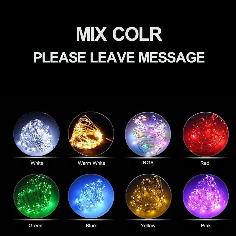 LED Strings 20/50/100 LED Holiday Battery Lighting Micro Rice Wire Copper Fairy Strings Lights Partys White/RGB crestech168