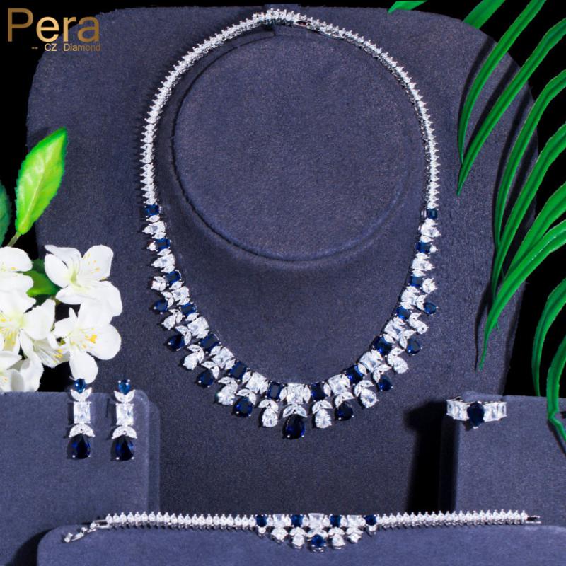 Earrings & Necklace Pera Fabulous Royal Blue Cubic Zirconia Water Drop Bracelet And Ring Fine Jewelry Sets For Ladies Fashion J497, Silver
Earrings & Necklace Pera Fabulous Royal Blue Cubic Zirconia Water Drop Bracelet And Ring Fine Jewelry Sets For Ladies Fashion J497, Silver