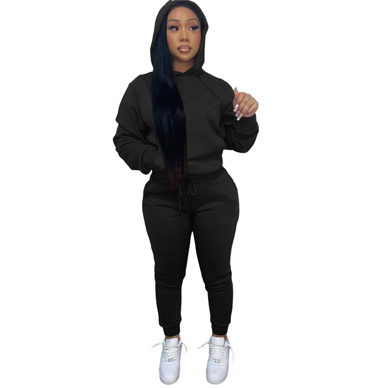 Fall Winter Jogger suits Women fleece tracksuits long sleeve hooded hoodie Sweatpants Two 2 Piece Sets Casual thick sweatsuits Wholesale sportswear Bu