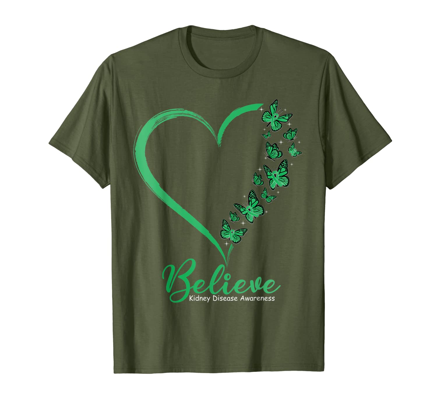 butterfly believe kidney disease awareness ribbon shirt gift, White;black