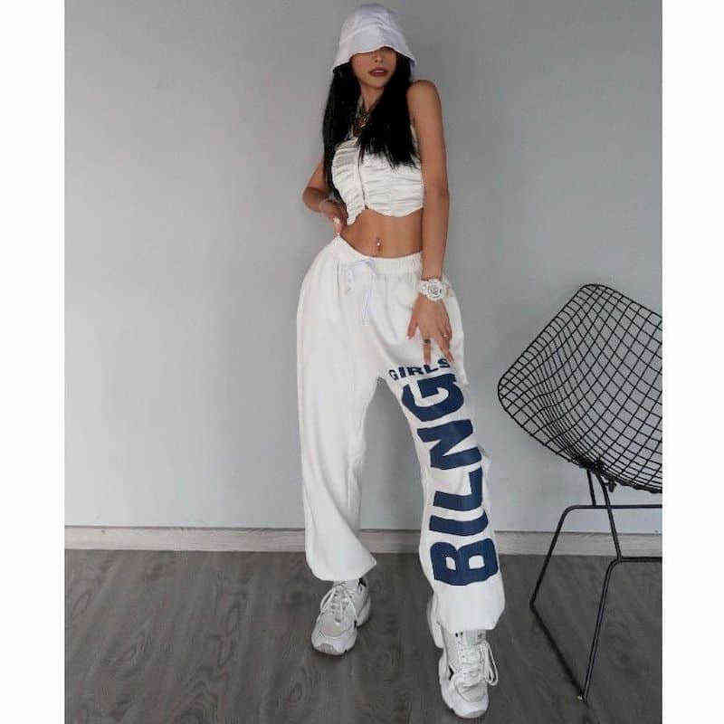 Spring Summer Pants Female Students Korean Harajuku Loose Casual Plus Fashion Streetwear Women Goth Sweatpants Trousers 211115