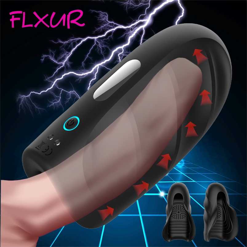 FLXUR Vibromasseur sex toys pour hommes Penis Trainer Male Masturbator Retarder l'éjaculation Stimuler le gland Vibrant Massager Pussy 211013