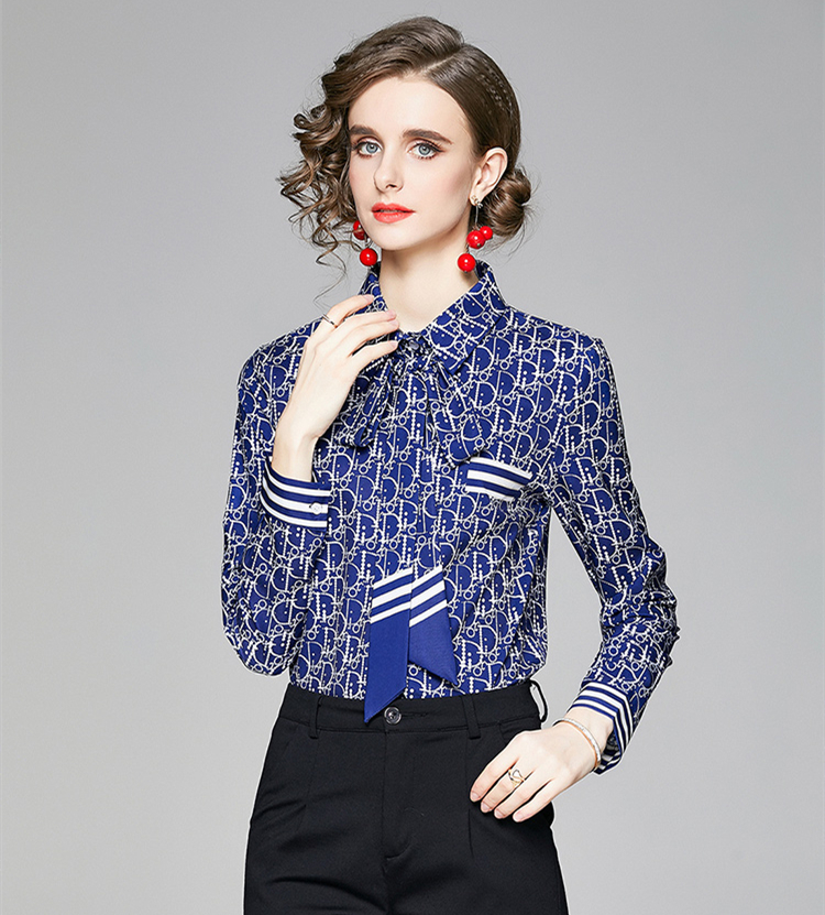 2021 Runway Ladies Printed Bow Shirts Beautiful Women's Designer Blouses Elegant Long Sleeve Office Button Shirt Spring Autumn Classic Tops, Blue
2021 Runway Ladies Printed Bow Shirts Beautiful Women's Designer Blouses Elegant Long Sleeve Office Button Shirt Spring Autumn Classic Tops, Blue