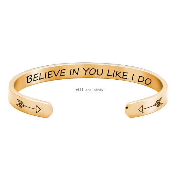 Stainless Steel Bracelets Believe In You Like I Do Bangle Cuff C-shape Open Cuff Wristband for Women Men Fashion Jewelry Will and Sandy
Stainless Steel Bracelets Believe In You Like I Do Bangle Cuff C-shape Open Cuff Wristband for Women Men Fashion Jewelry Will and Sandy