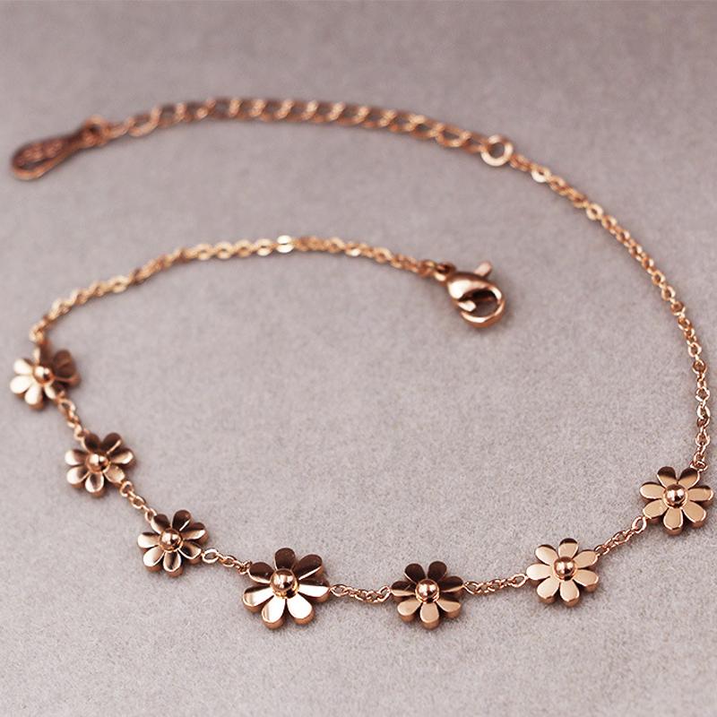 Anklets Titanium Steel Brand Jewelry 7 Daisy For Women Rose Gold Color Fashion Prevent Allergy Summer, Red;blue
Anklets Titanium Steel Brand Jewelry 7 Daisy For Women Rose Gold Color Fashion Prevent Allergy Summer, Red;blue