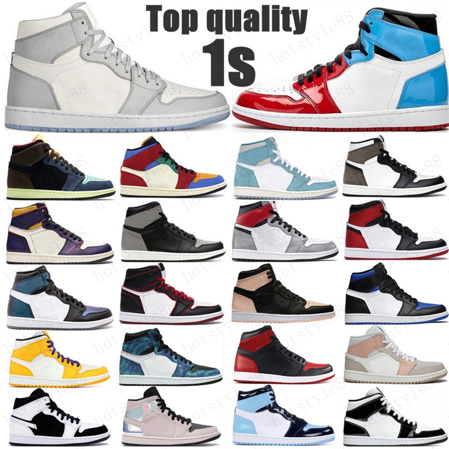 2020 Pine Green Black 1s Basketball shoes Jumpman 1 Bloodline Men Sneakers Fearless Obsidian UNC Patent gold black toe top Trainers, 24