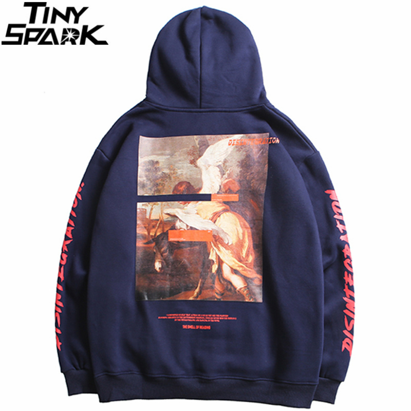 Men Hip Hop Hoodie Sweatshirt Retro Painting Print Harajuku Hooded Pullover Streetwear Autumn Cotton Loose Hoodies Winter 201128