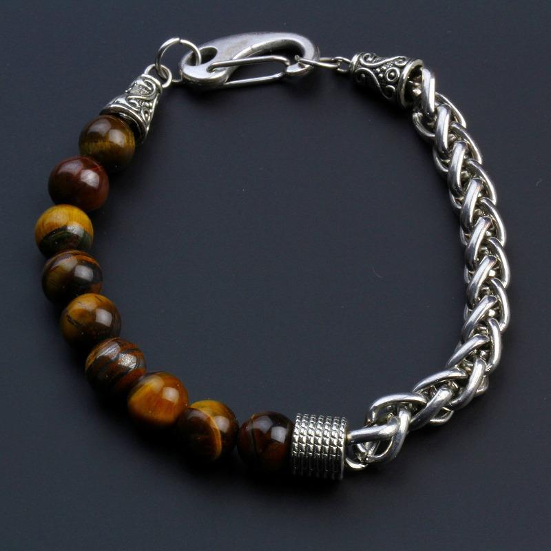 Charm Bracelets Men's Stainless Steel Bracelet Imitation Natural Stone Beaded, Golden;silver
Charm Bracelets Men's Stainless Steel Bracelet Imitation Natural Stone Beaded, Golden;silver