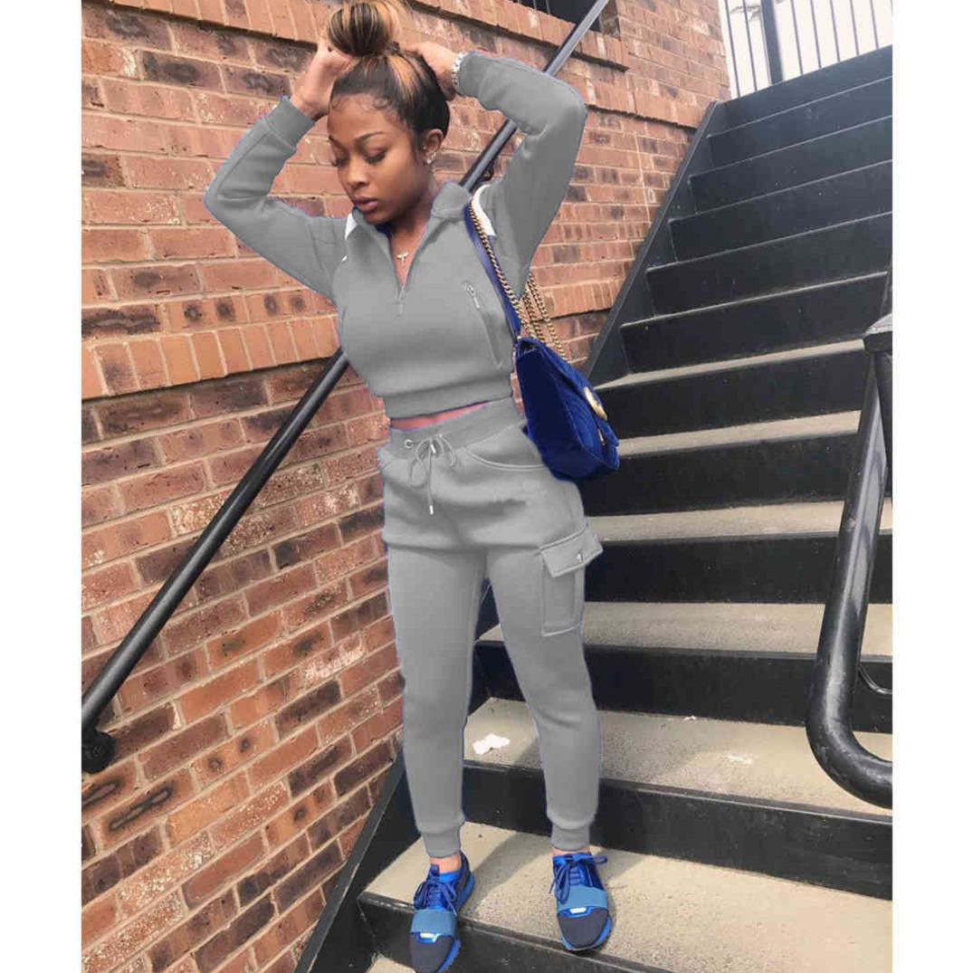Women Designers Clothes 2023 tracksuits autumn and winter women's solid splicing set personalized zipper sports ladiestwo-piece sportwear woman