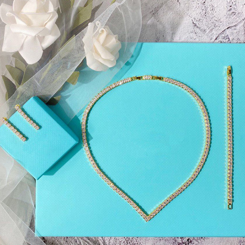 Square Diamond Bracelet Tennis Two Colors Spring Summer 2021 Silver Gold No Box