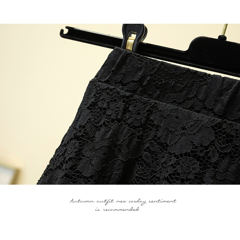 2021 Summer Black Lace Long Skirt Faldas Plus Size Loose High Waist Women Skirts Loose A- Line Midi Skirt for Women Skirts 9833 210309