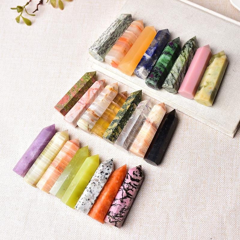 24 Color Natural Stones Crystal Point Tower Amethyst Rose Quartz Healing Stone Energy Ore Mineral Reiki Obelisk Home Decoration