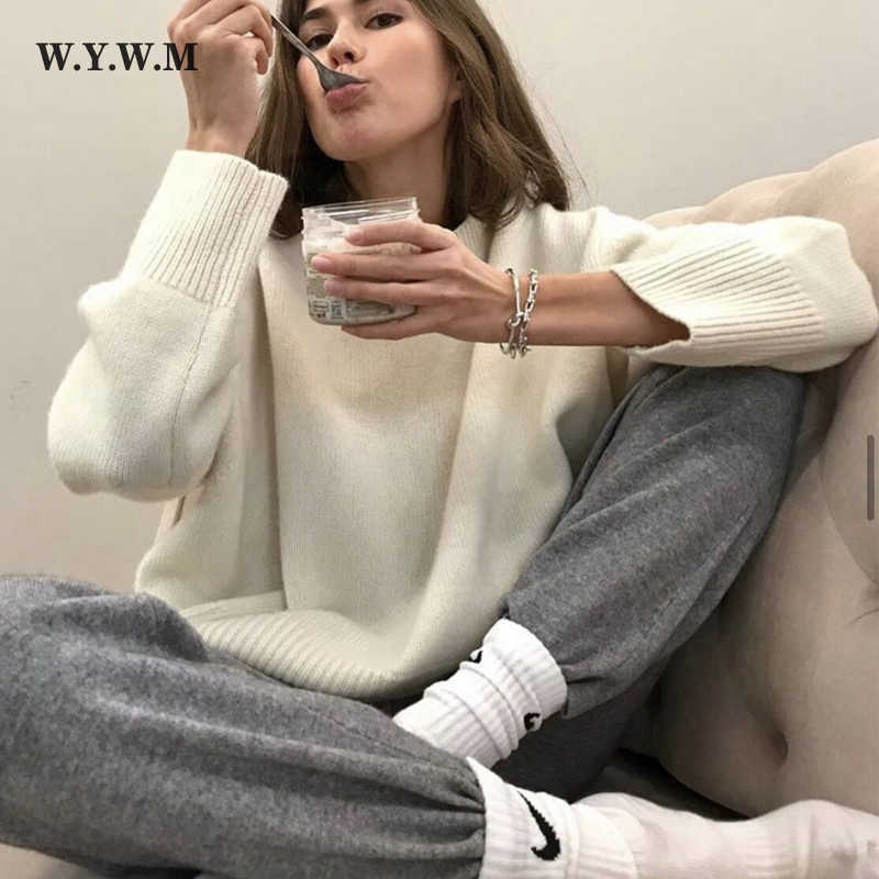 Oversized Cashmere Sweater For Women - Elegant Knitted Pullover With O-Neck, Soft And Loose