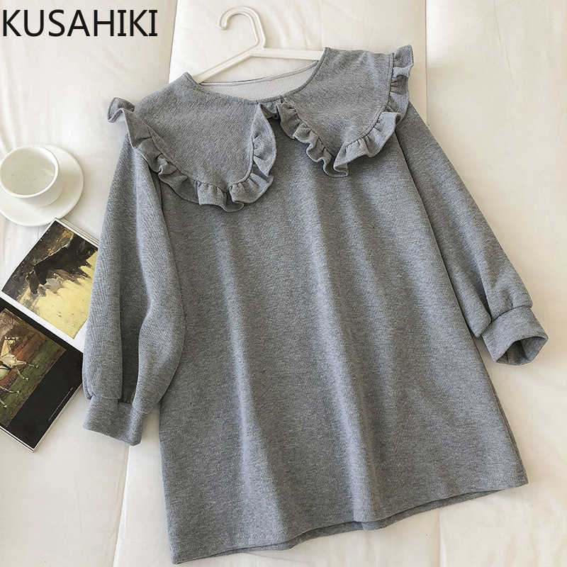 KUSAHIKI Sweet Ruffle Peter Pan Collar Sweatshirt Causal Medium-long Women Hoodies Korean Spring Top Jumper 6E247 210602, White
KUSAHIKI Sweet Ruffle Peter Pan Collar Sweatshirt Causal Medium-long Women Hoodies Korean Spring Top Jumper 6E247 210602, White