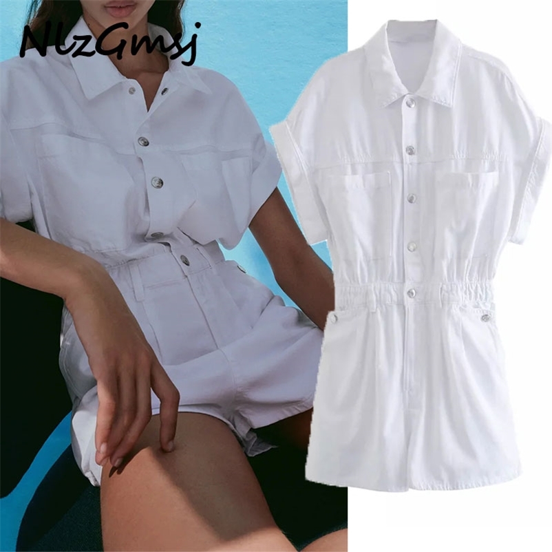 Jumpsuit women' lapel short-sleeved suit jumpsuit was thin waist simple casual denim strap 03 210628, As picture
Jumpsuit women' lapel short-sleeved suit jumpsuit was thin waist simple casual denim strap 03 210628, As picture
