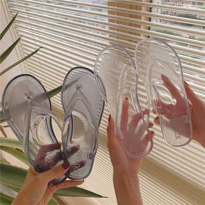 Summer Transparent Flip-Flop Women Sandals Soft Bathroom Outdoor Slippers Women Non-slip Basic Home Shoes Women Slides 210611