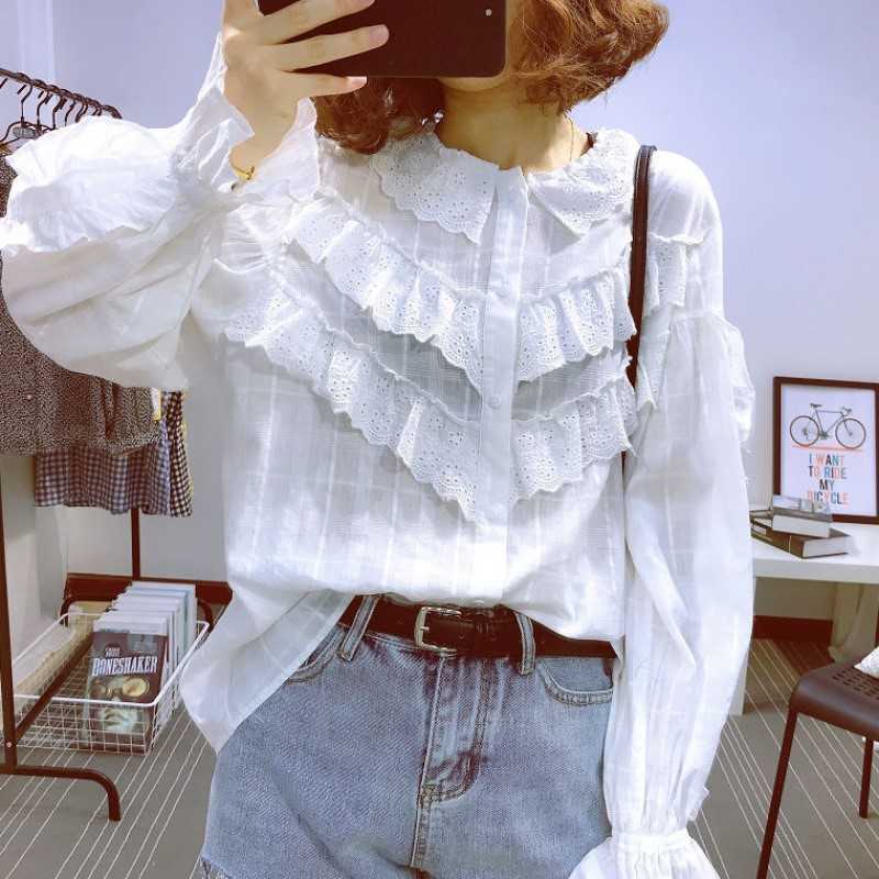 Womens Tops and Blouses Cotton Linen Blouse Button Solid Stand Collar Ladies Lace Women Shirts Blusas Feminine 210601, White
Womens Tops and Blouses Cotton Linen Blouse Button Solid Stand Collar Ladies Lace Women Shirts Blusas Feminine 210601, White