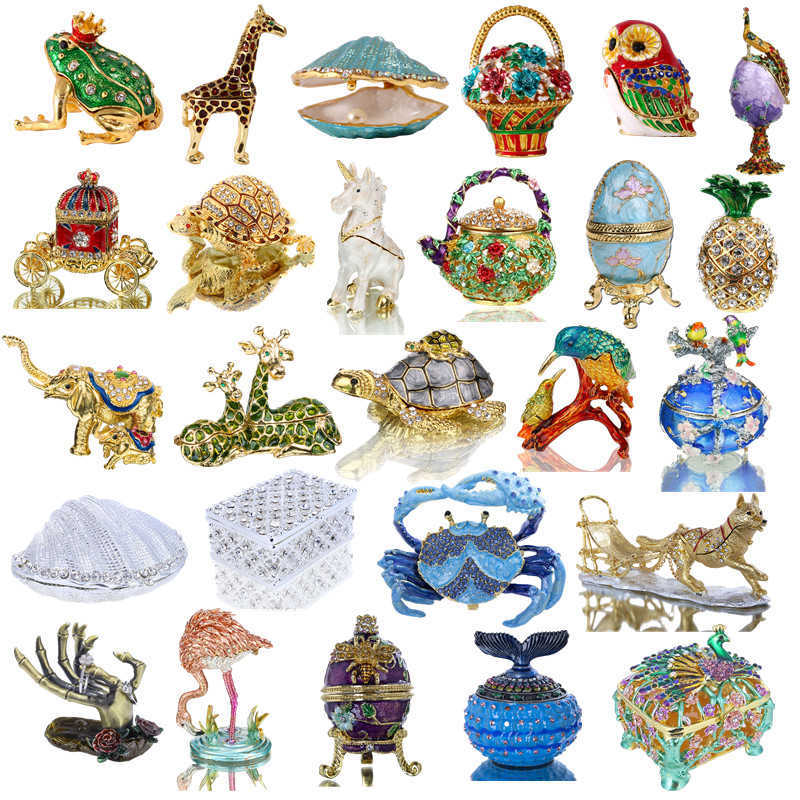 H&D 25 Style Jewelry Trinket Box Hinged Metal Enameled Figurines Collectible X'Mas Gift Ring Holder Organizer Home Wedding Decor 210804
H&D 25 Style Jewelry Trinket Box Hinged Metal Enameled Figurines Collectible X'Mas Gift Ring Holder Organizer Home Wedding Decor 210804