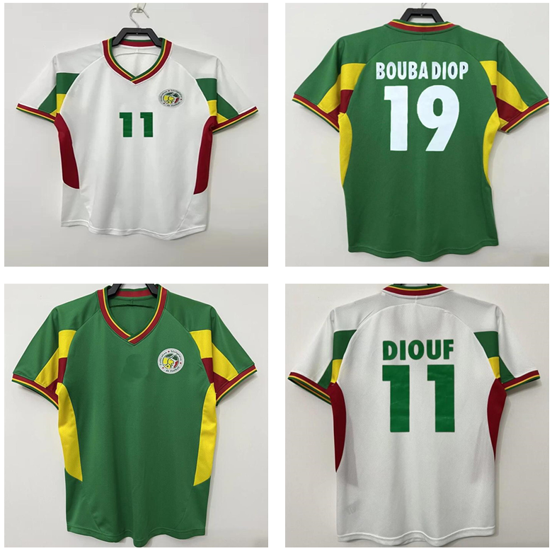 2002 2003 Senegal Retro Soccer Jerseys O.DAF DIOP H.CAMARA KH.FADIGA DIOUF national team Uniform 02 03 Classic football GGA