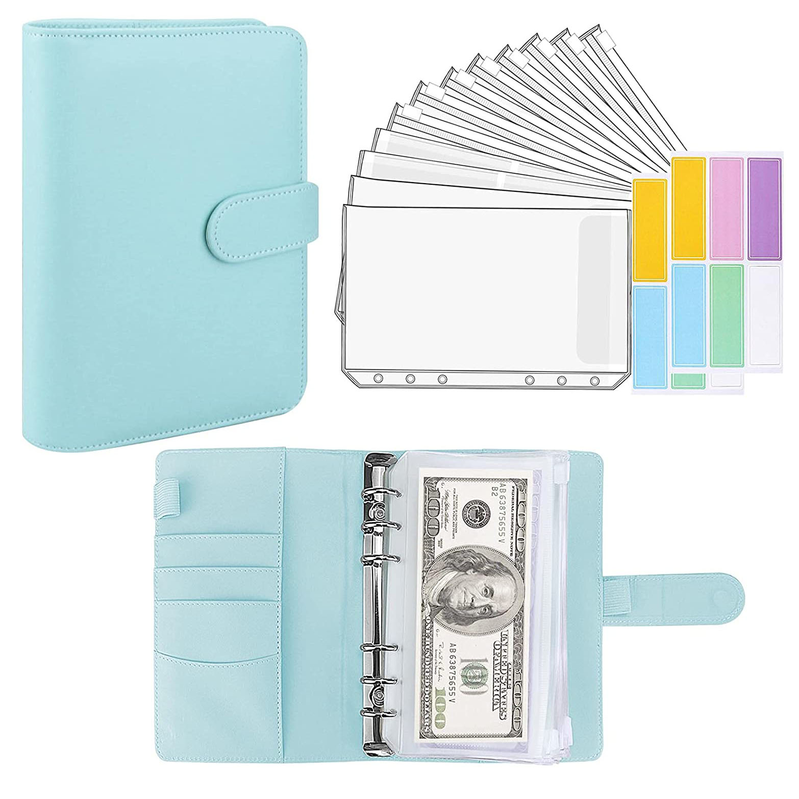 15 Pieces A6 PU Leather Binder Budget Planner Cash Envelope Wallet System with Budget Envelopes Binder Pockets for Budgeting
15 Pieces A6 PU Leather Binder Budget Planner Cash Envelope Wallet System with Budget Envelopes Binder Pockets for Budgeting