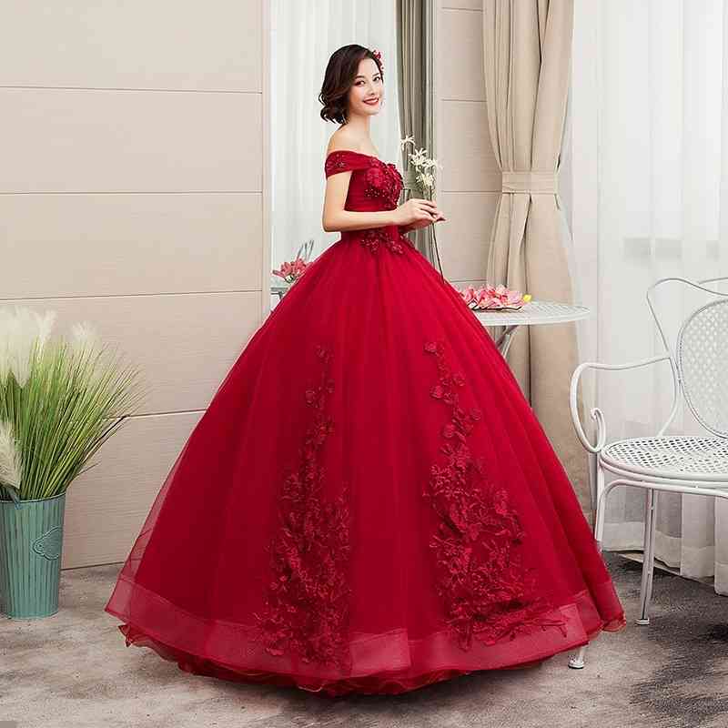 New wine red one shoulder evening wedding walk show performance toast dress, White;black
New wine red one shoulder evening wedding walk show performance toast dress, White;black