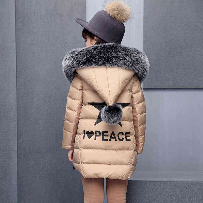 Girl Clothing Sets For Russia Winter Hooded Warm Vest Jacket + Top Cotton Pants 3 Pieces Clothes Coat With Fur Hood 211104
