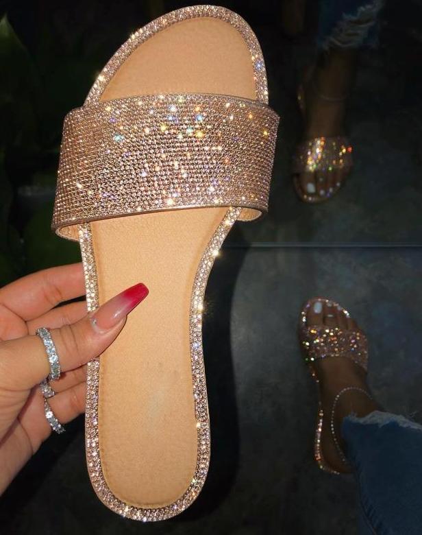 Women Summer Sandals Bling Slippers Women Slides Flip Flops Flats Sandals Jelly Shoes Outdoor Beach Ladies Slides Plus Size