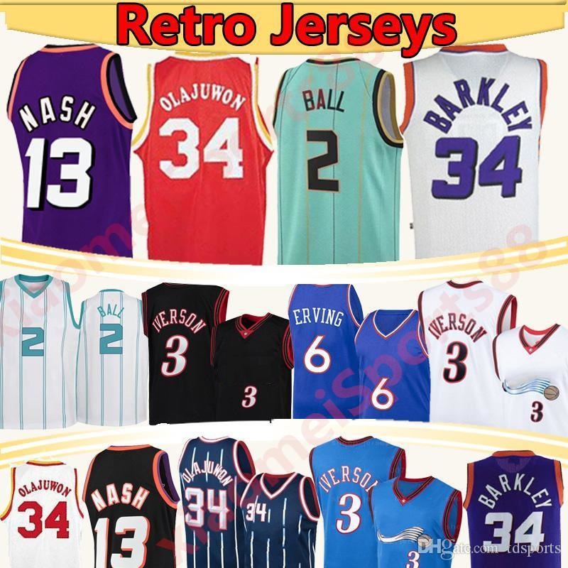 2 Ball 34 Olajuwon 34 Barkley Jersey 13 Nash Allen 3 Iverson Hakeem 6 Erving retro basketball jerseys, As shown in illustration
2 Ball 34 Olajuwon 34 Barkley Jersey 13 Nash Allen 3 Iverson Hakeem 6 Erving retro basketball jerseys, As shown in illustration