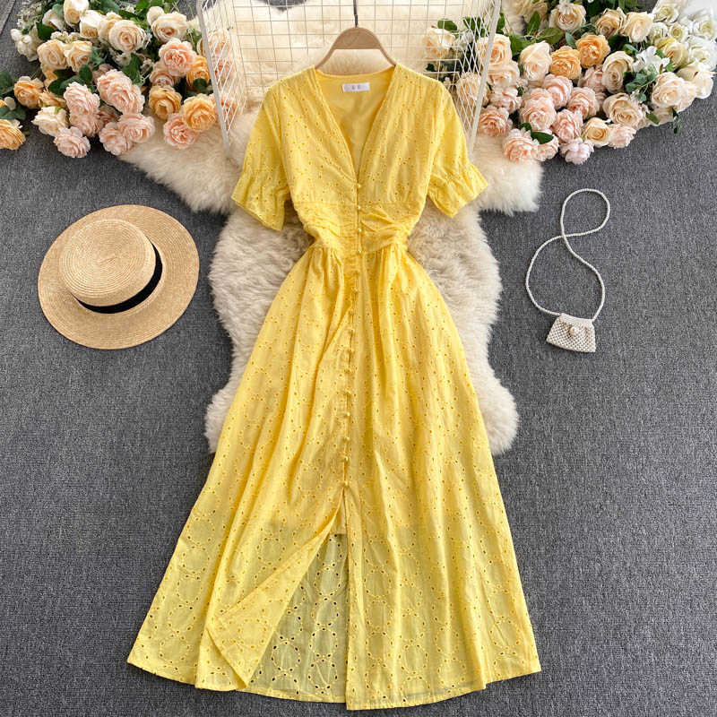 Sexy Deep V-Neck Single Breasted Hollow Out Embroidered Dress Women Casual Short Sleeve Vacation Beach Party Vestidos 2021 New Y0603, Pink
Sexy Deep V-Neck Single Breasted Hollow Out Embroidered Dress Women Casual Short Sleeve Vacation Beach Party Vestidos 2021 New Y0603, Pink
