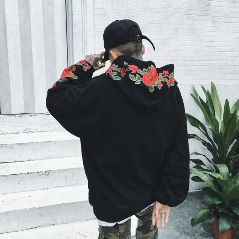 New couples Hoodies roses Embroidered long Sleeve Men and Women Felpata vintage elegant casual Shirts and Men fleece Y201001