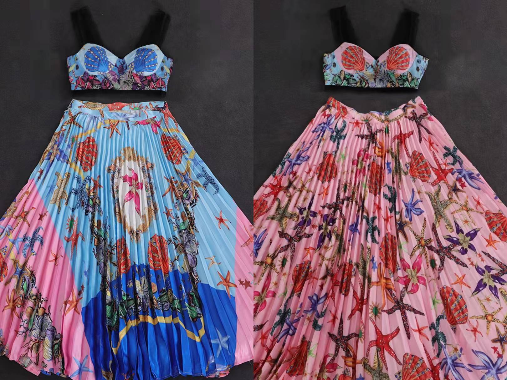 New Baroque holiday style two Piece Dress camisole + high waist printed pleated skirt, 097741 pink a set
New Baroque holiday style two Piece Dress camisole + high waist printed pleated skirt, 097741 pink a set
