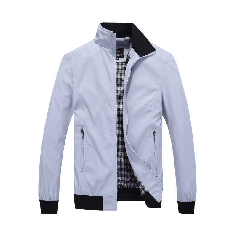 Autumn Jacket Men Spring Thin Casual Outerwear Retro Standing Collar Black Blue Business Coats Male College Vintage Jacket 211009