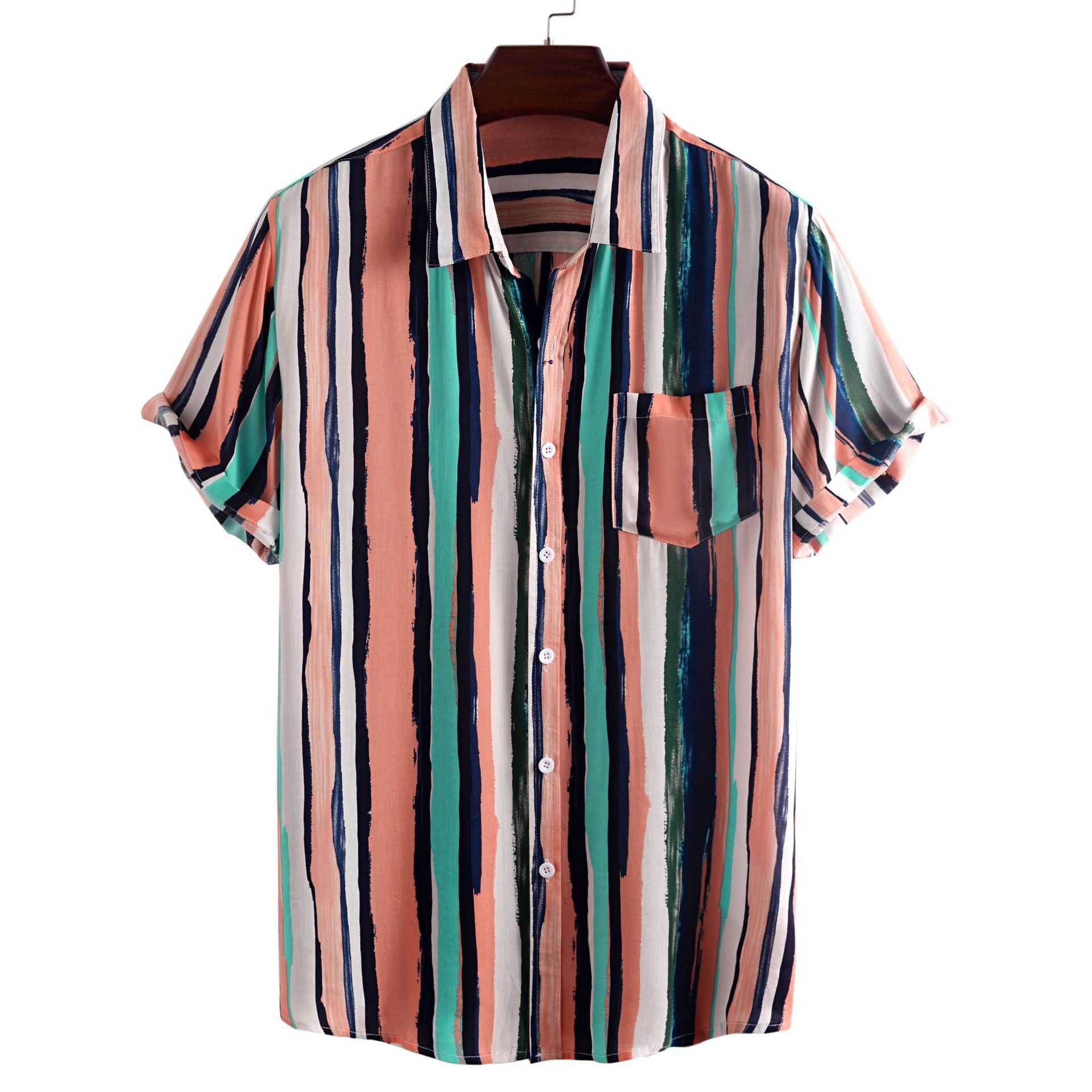 Fashion Hawaiian Shirt Mens Graffiti Striped Printed Short Sleeve Pink Shirts Men Korean Clothes 210527
Fashion Hawaiian Shirt Mens Graffiti Striped Printed Short Sleeve Pink Shirts Men Korean Clothes 210527