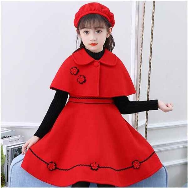 High-end Woolen Cloth Dress Fashion Sets Women Girls Shawl+dress+hat 3 Piece Suit Temperament Elegant Banquet Party Princess Clothing, Red
High-end Woolen Cloth Dress Fashion Sets Women Girls Shawl+dress+hat 3 Piece Suit Temperament Elegant Banquet Party Princess Clothing, Red