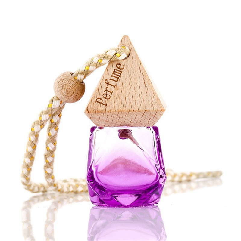 Car Decoration Glass Bottle Refillable Essence Oil Perfume Bottles Jar Air Freshener Diffuser Hanging Empty Container Ornaments