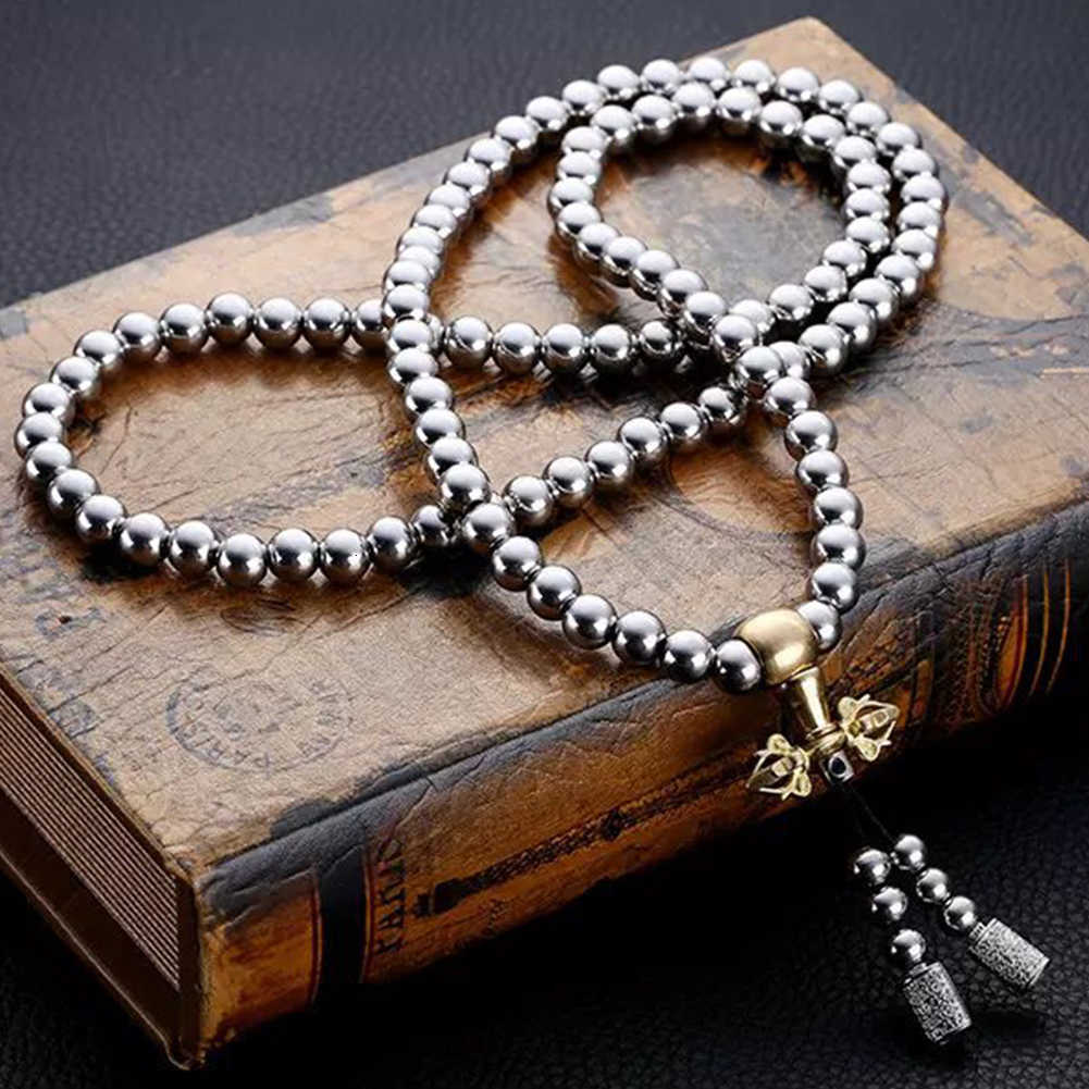 Prayer Casual Gift Outdoor Accessories Bracelet Portable Stainless Steel Buddha Beads Necklace Fashion Self Defense Arts Y2